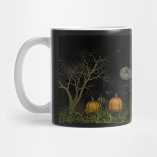 scary halloween pumpkins at night Mug